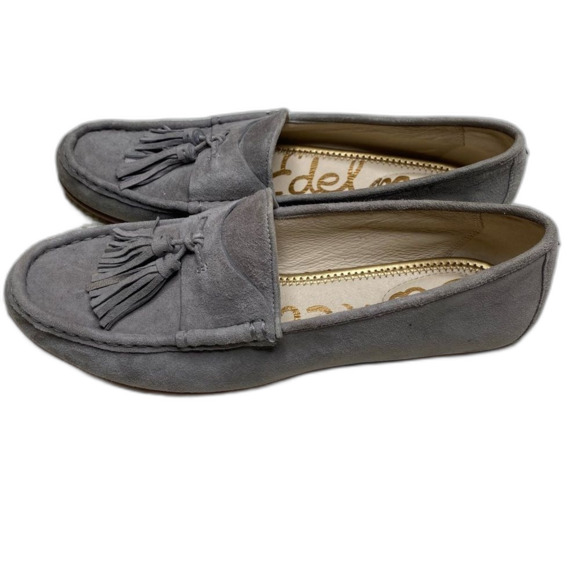 SAM EDELMAN Therese Penny Loafers Suede Nubuck Tassel Slip-On Womens 7.5 Gray - Picture 4 of 7